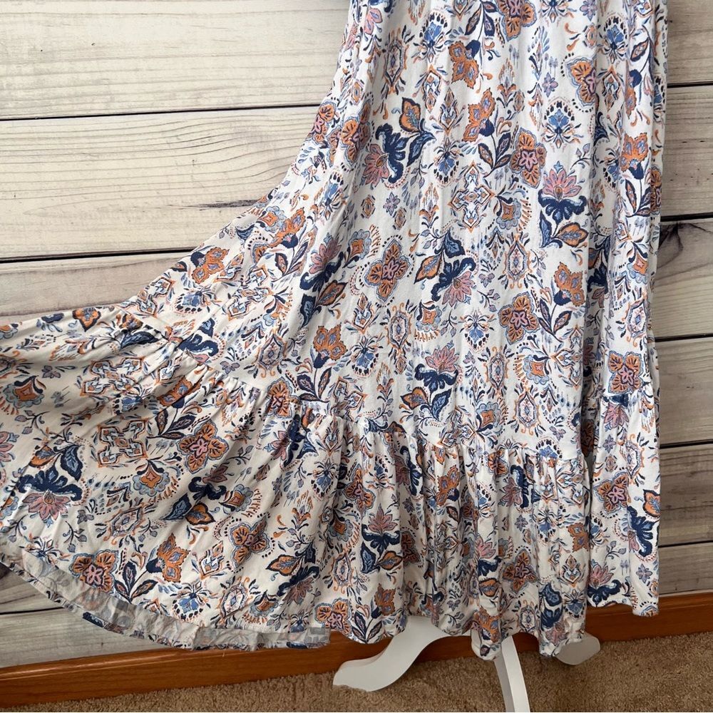 Lucky Brand White Paisley Floral Patterned Cottagecore Maxi Dress - Picture 8 of 11